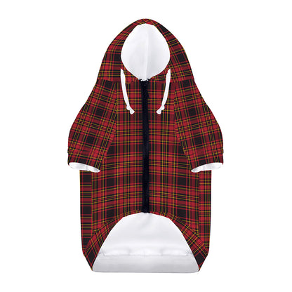 Red And Yellow Tartan Pattern Print Dog Zip Up Hoodie