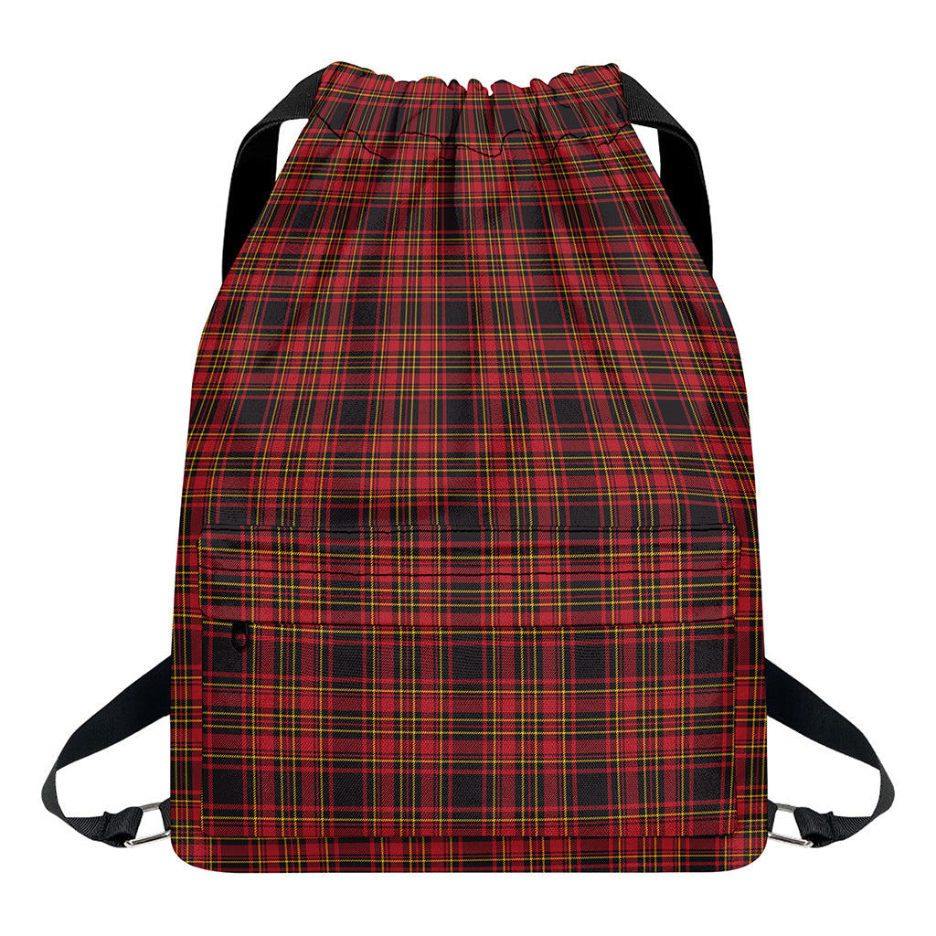 Red And Yellow Tartan Pattern Print Drawstring Backpack
