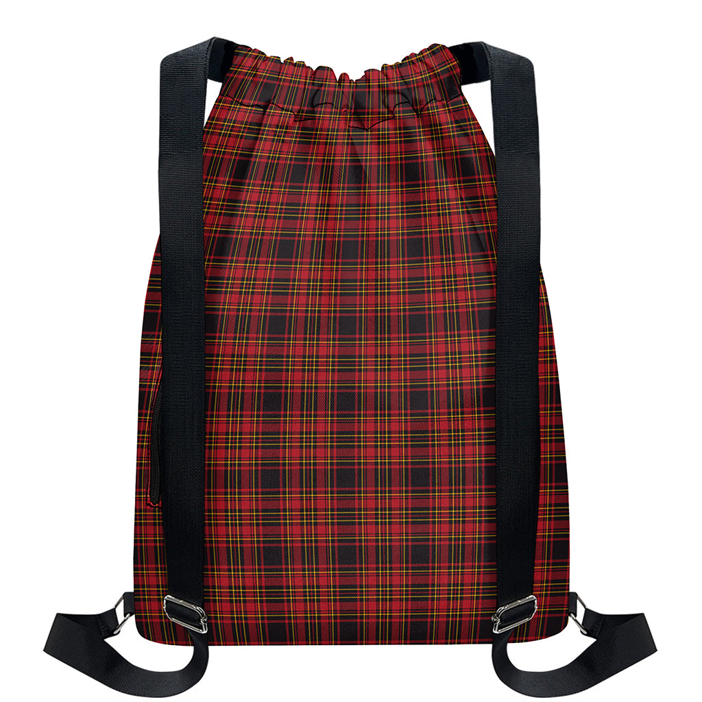 Red And Yellow Tartan Pattern Print Drawstring Backpack