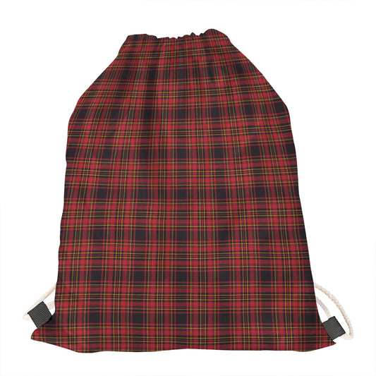 Red And Yellow Tartan Pattern Print Drawstring Bag
