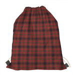 Red And Yellow Tartan Pattern Print Drawstring Bag