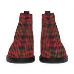 Red And Yellow Tartan Pattern Print Flat Ankle Boots