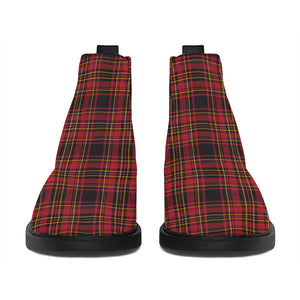 Red And Yellow Tartan Pattern Print Flat Ankle Boots