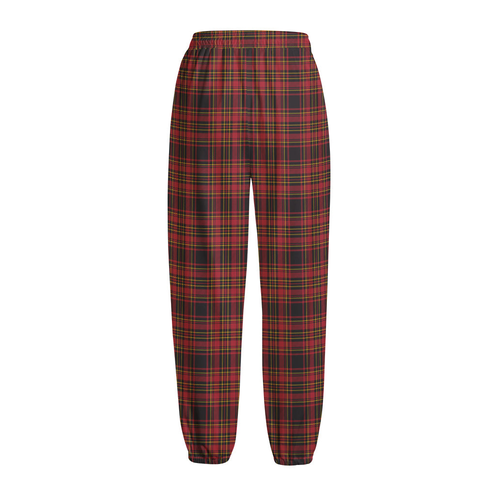 Red And Yellow Tartan Pattern Print Fleece Lined Knit Pants