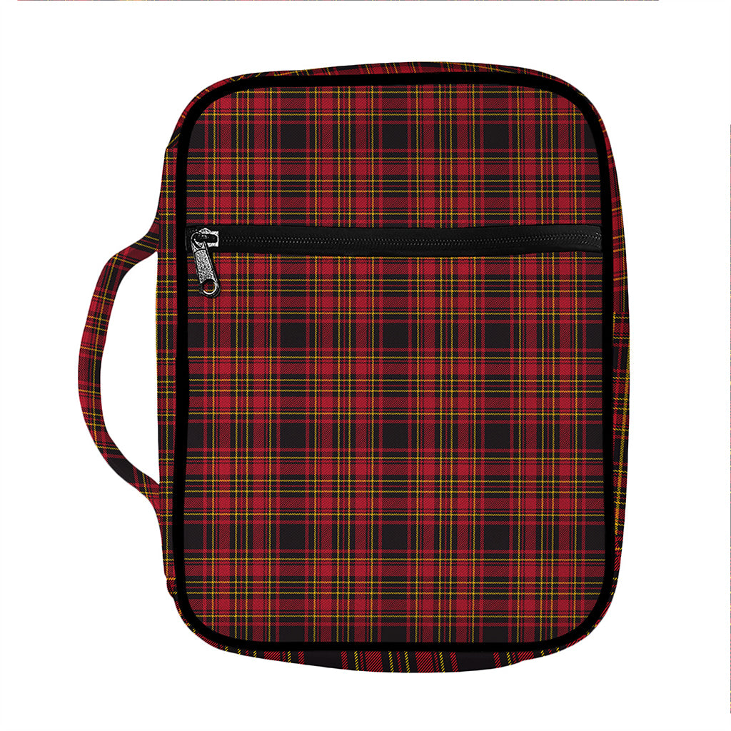 Red And Yellow Tartan Pattern Print Front Pocket Bible Bag