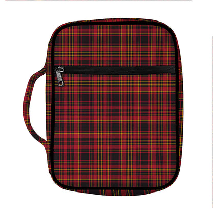 Red And Yellow Tartan Pattern Print Front Pocket Bible Bag