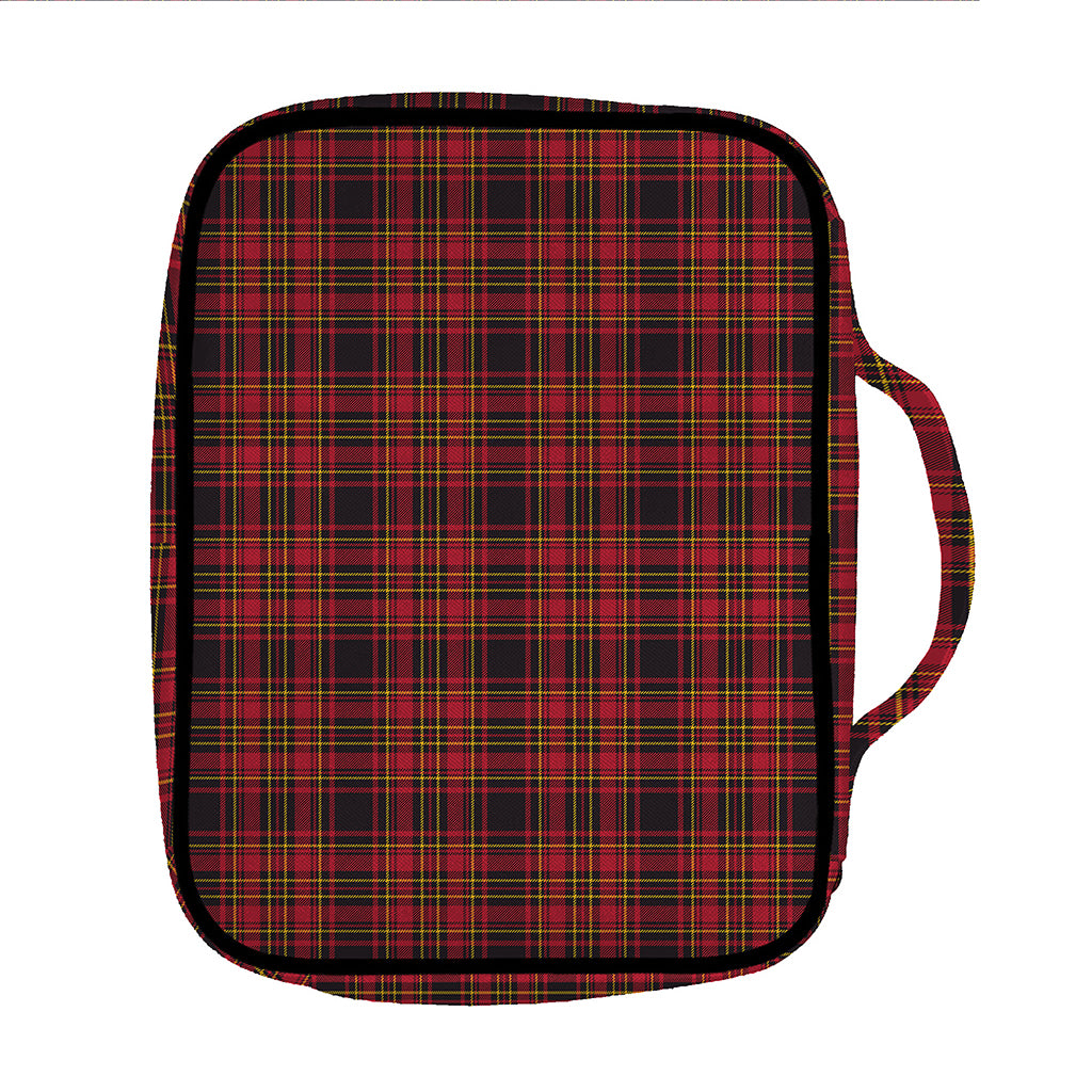 Red And Yellow Tartan Pattern Print Front Pocket Bible Bag