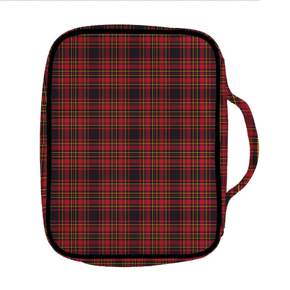 Red And Yellow Tartan Pattern Print Front Pocket Bible Bag