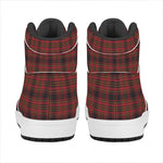 Red And Yellow Tartan Pattern Print High Top Leather Sneakers