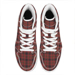 Red And Yellow Tartan Pattern Print High Top Leather Sneakers