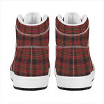 Red And Yellow Tartan Pattern Print High Top Leather Sneakers