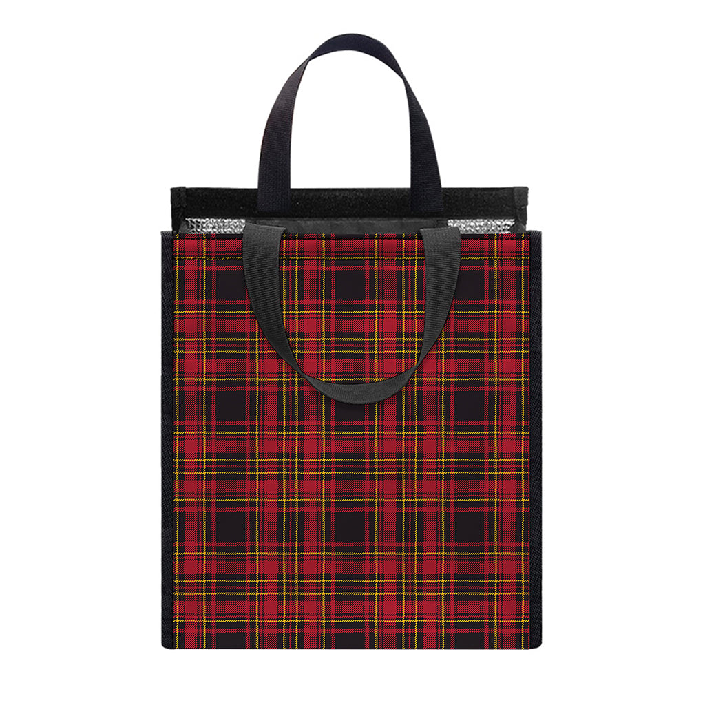 Red And Yellow Tartan Pattern Print Insulated Lunch Tote