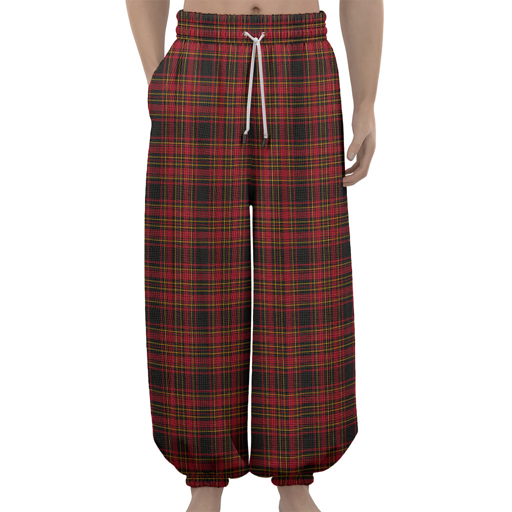 Red And Yellow Tartan Pattern Print Lantern Pants