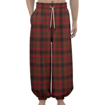 Red And Yellow Tartan Pattern Print Lantern Pants