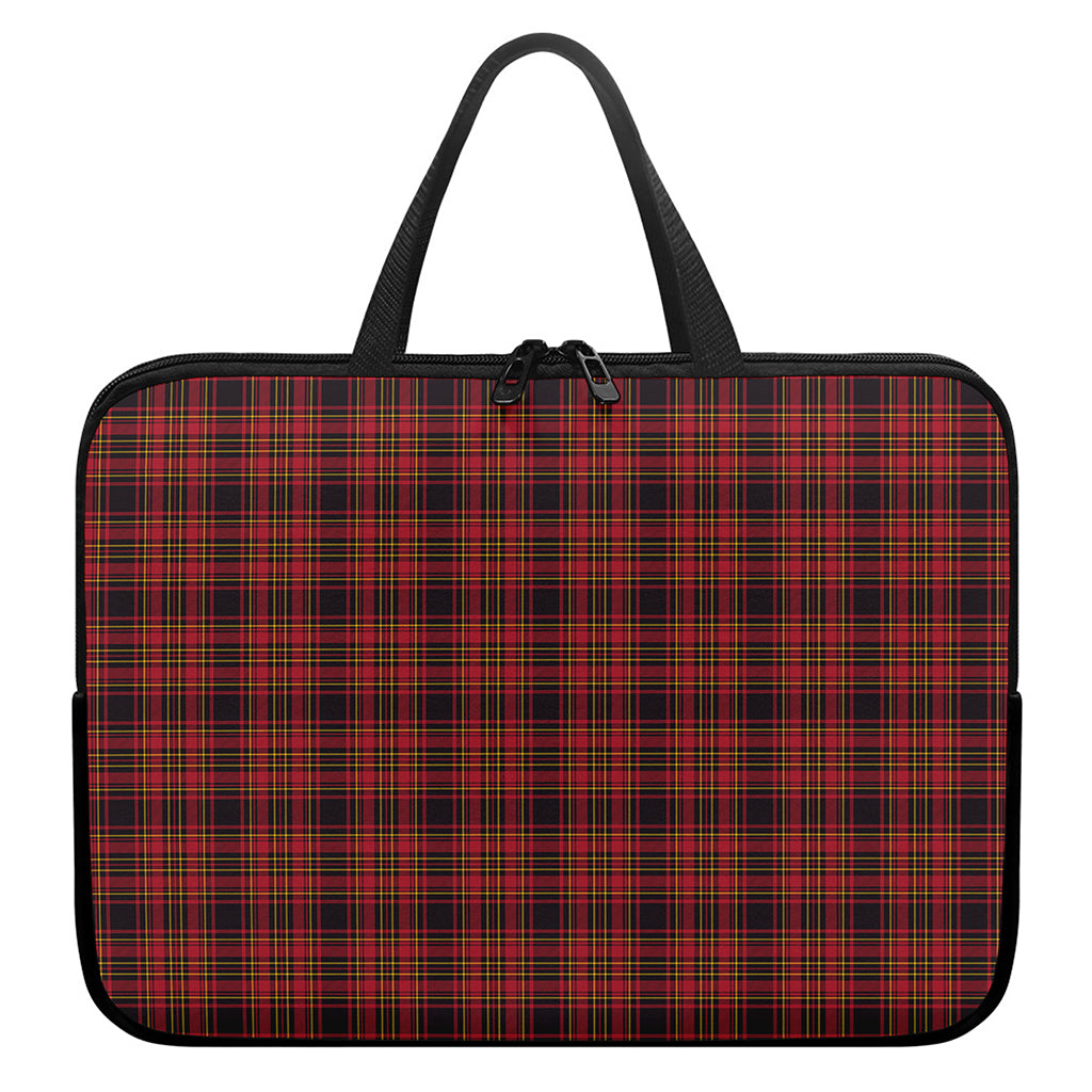 Red And Yellow Tartan Pattern Print Laptop Sleeve With Handle