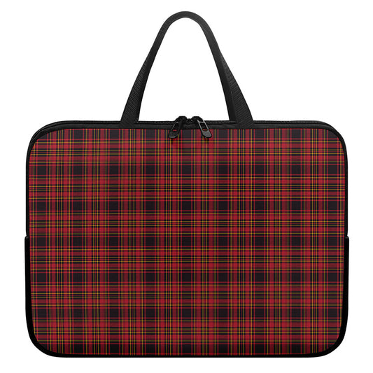Red And Yellow Tartan Pattern Print Laptop Sleeve With Handle