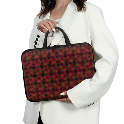 Red And Yellow Tartan Pattern Print Laptop Sleeve With Handle
