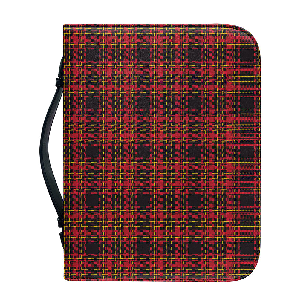 Red And Yellow Tartan Pattern Print Leather Bible Cover