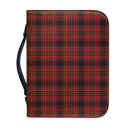 Red And Yellow Tartan Pattern Print Leather Bible Cover