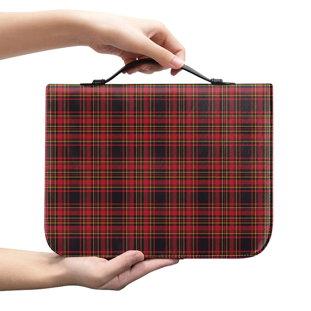 Red And Yellow Tartan Pattern Print Leather Bible Cover