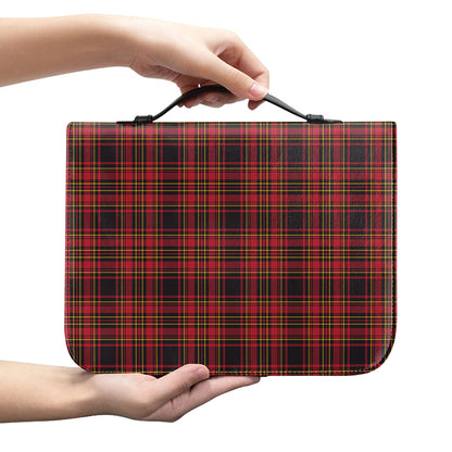 Red And Yellow Tartan Pattern Print Leather Bible Cover