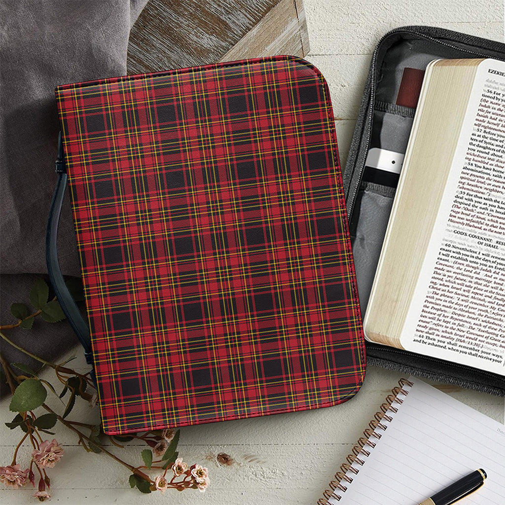 Red And Yellow Tartan Pattern Print Leather Bible Cover