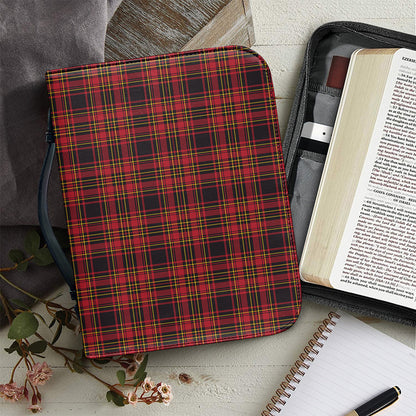 Red And Yellow Tartan Pattern Print Leather Bible Cover