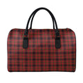 Red And Yellow Tartan Pattern Print Leather Duffel Bag