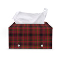 Red And Yellow Tartan Pattern Print Leather Tissue Box Cover