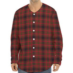 Red And Yellow Tartan Pattern Print Long Sleeve Baseball Jersey