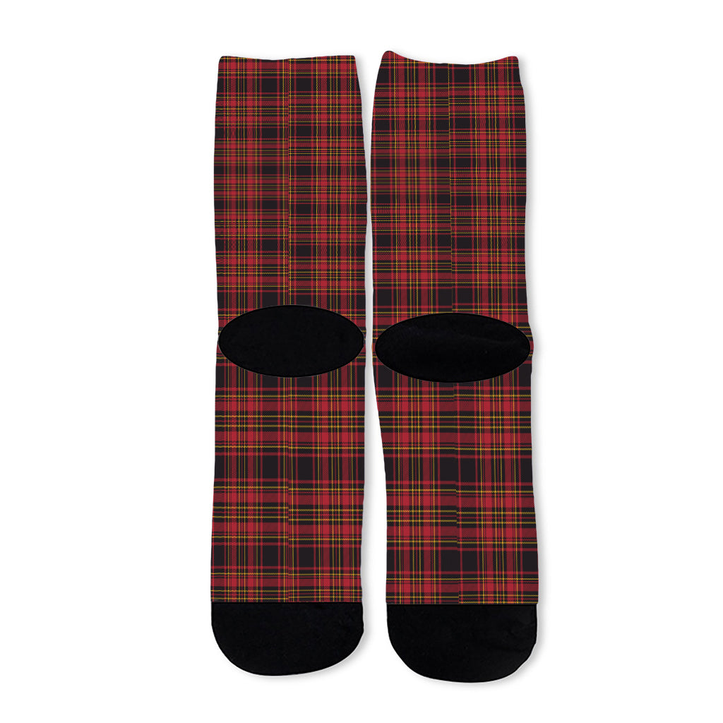Red And Yellow Tartan Pattern Print Long Socks