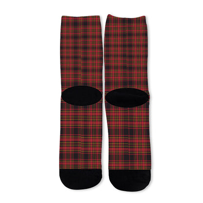 Red And Yellow Tartan Pattern Print Long Socks