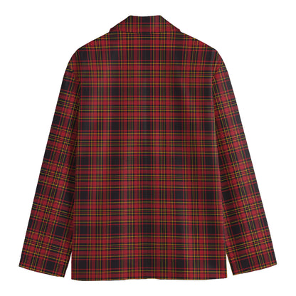 Red And Yellow Tartan Pattern Print Men's Blazer
