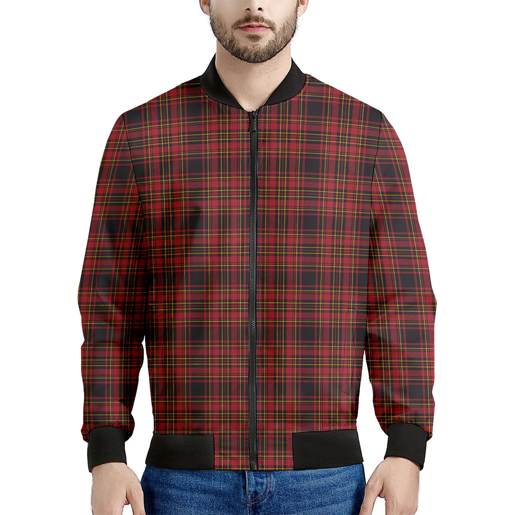 Red And Yellow Tartan Pattern Print Men's Bomber Jacket