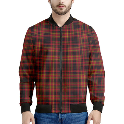 Red And Yellow Tartan Pattern Print Men's Bomber Jacket