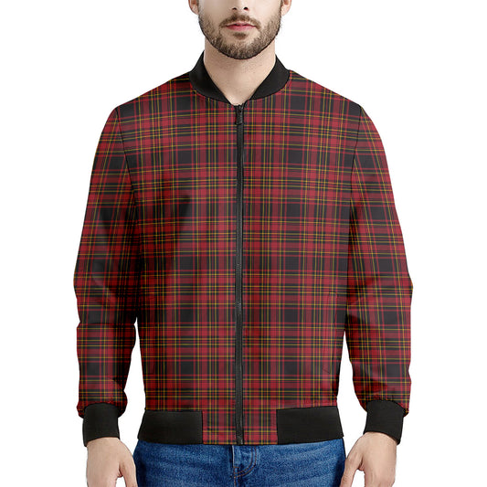 Red And Yellow Tartan Pattern Print Men's Bomber Jacket