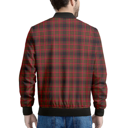 Red And Yellow Tartan Pattern Print Men's Bomber Jacket
