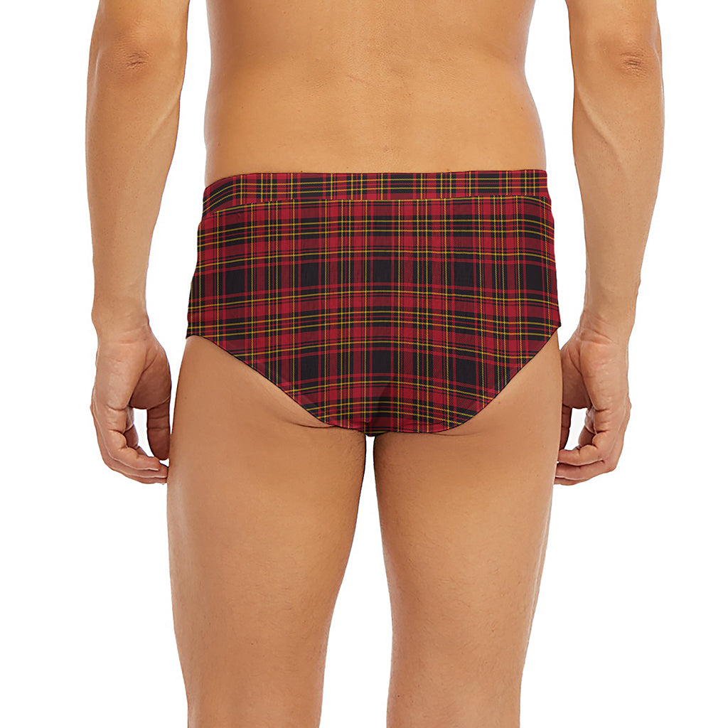 Red And Yellow Tartan Pattern Print Men's Briefs