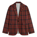 Red And Yellow Tartan Pattern Print Men's Cotton Blazer