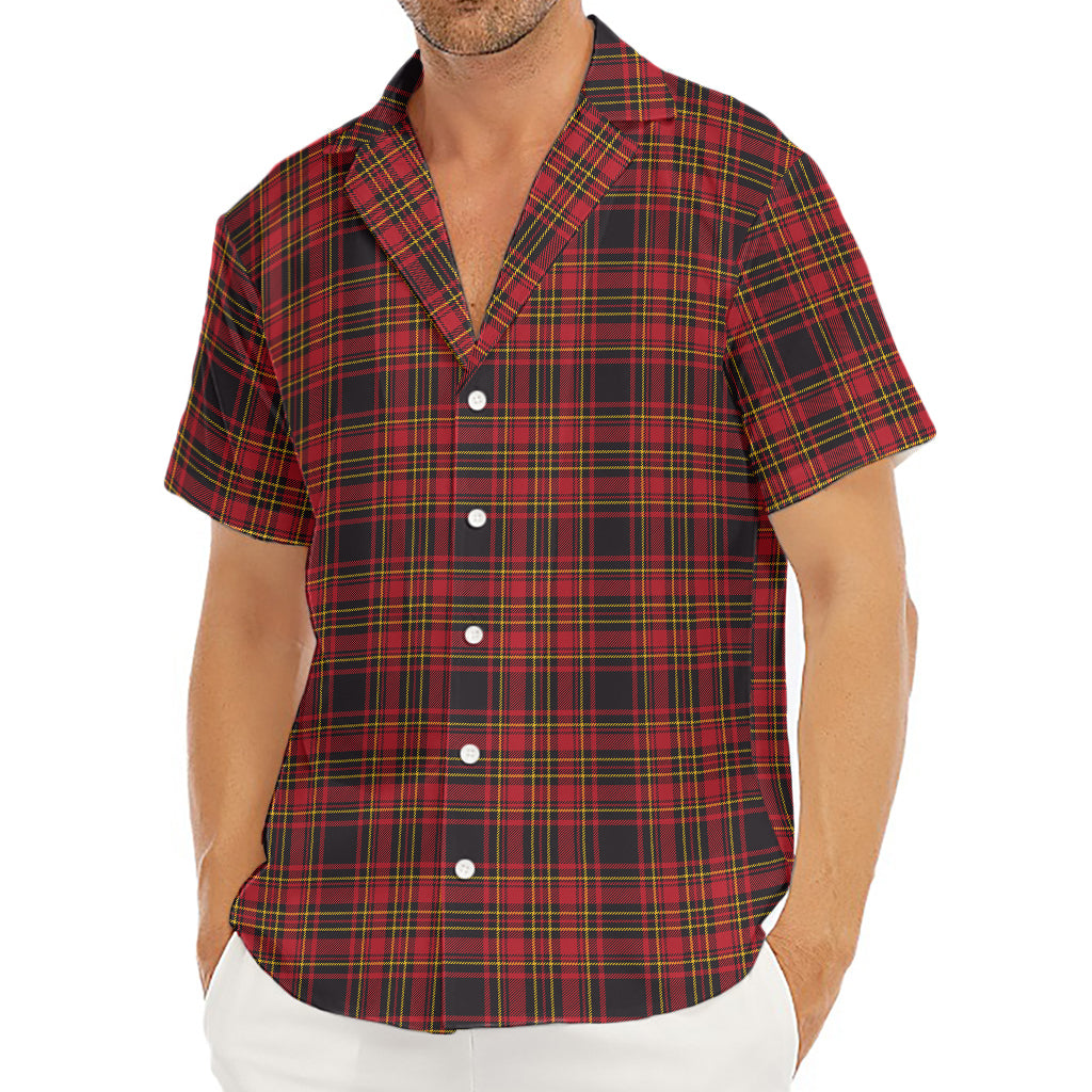 Red And Yellow Tartan Pattern Print Men's Deep V-Neck Shirt