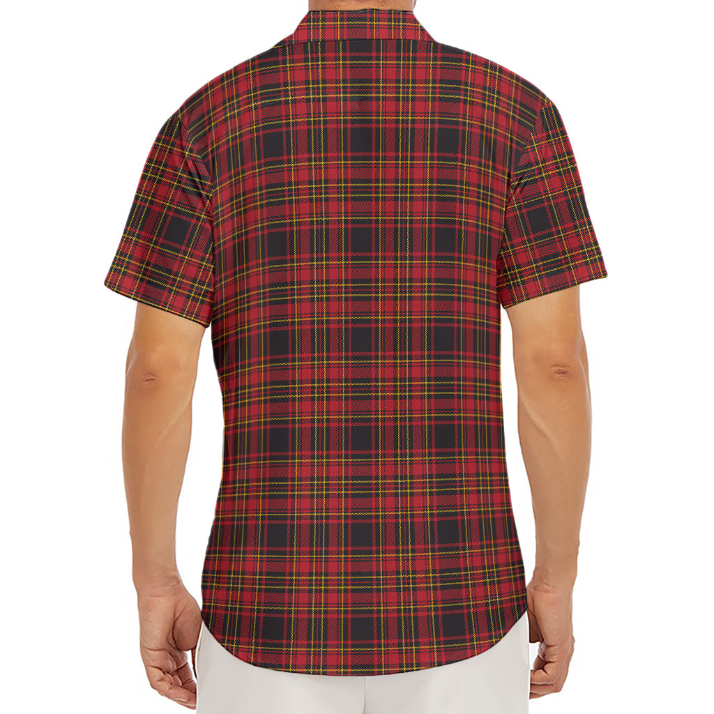 Red And Yellow Tartan Pattern Print Men's Deep V-Neck Shirt