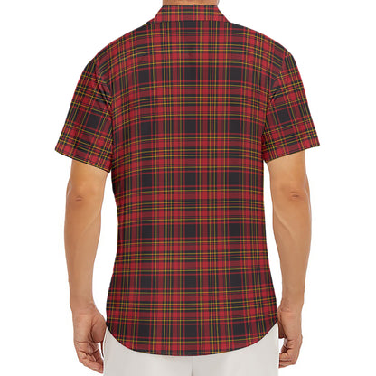 Red And Yellow Tartan Pattern Print Men's Deep V-Neck Shirt