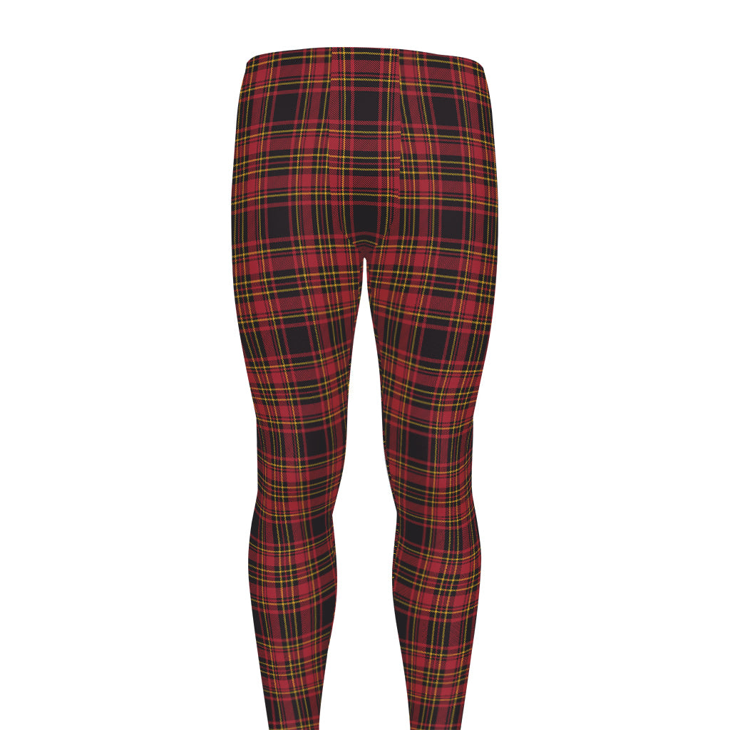 Red And Yellow Tartan Pattern Print Men's leggings