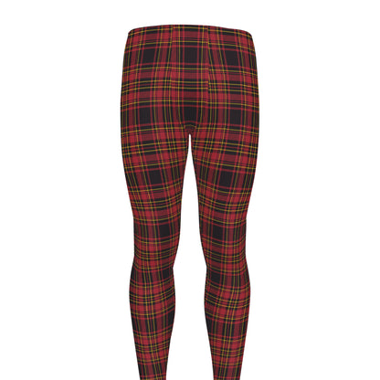 Red And Yellow Tartan Pattern Print Men's leggings