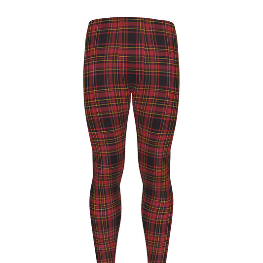Red And Yellow Tartan Pattern Print Men's leggings