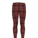 Red And Yellow Tartan Pattern Print Men's leggings