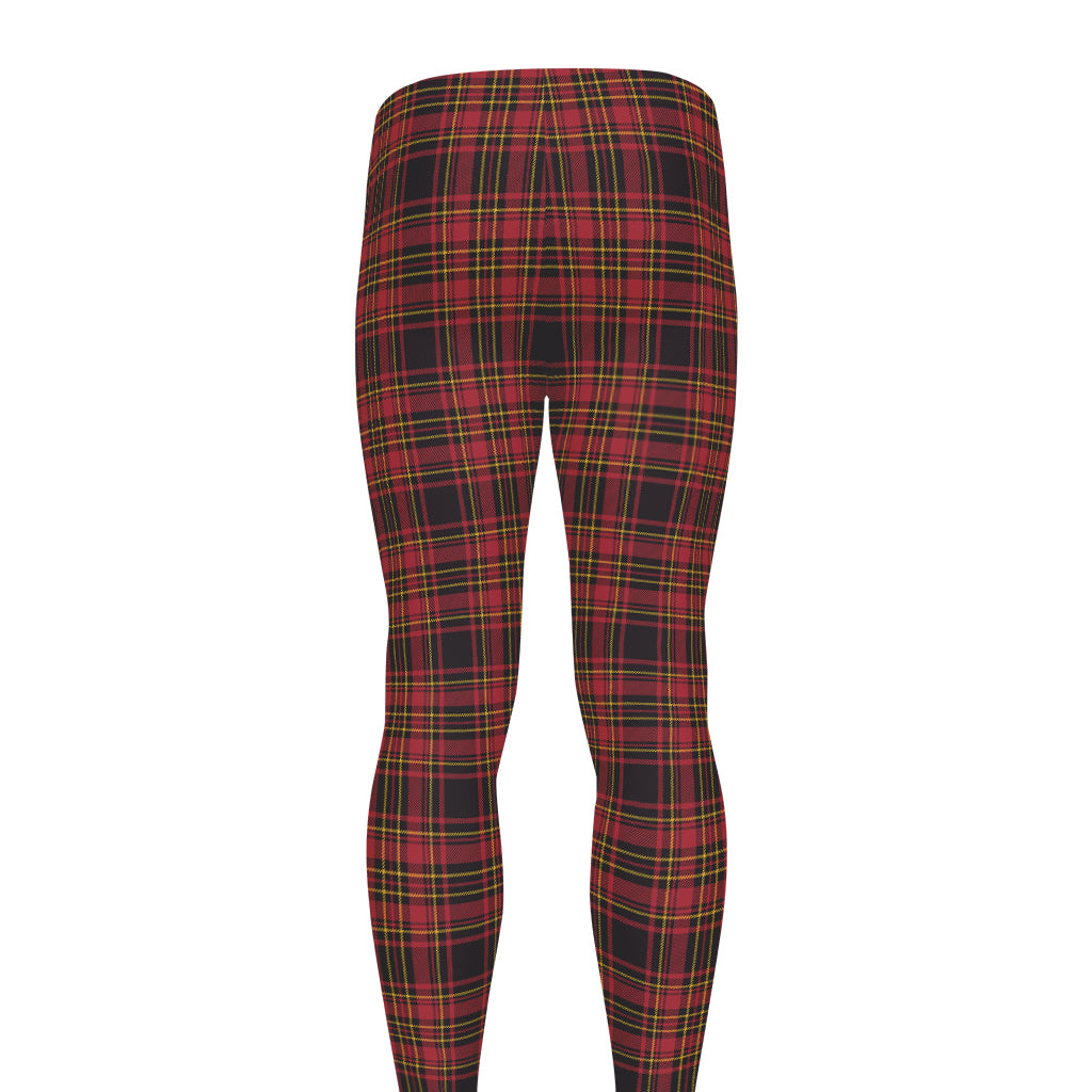 Red And Yellow Tartan Pattern Print Men's leggings