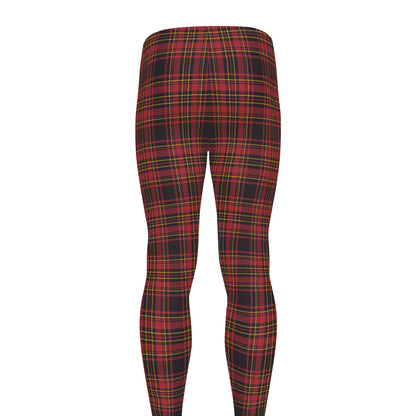 Red And Yellow Tartan Pattern Print Men's leggings