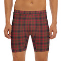 Red And Yellow Tartan Pattern Print Men's Long Boxer Briefs