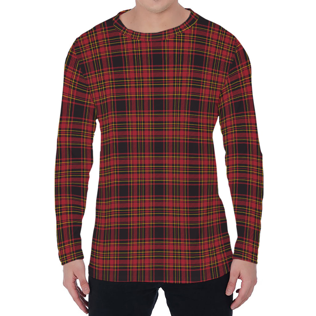 Red And Yellow Tartan Pattern Print Men's Long Sleeve T-Shirt
